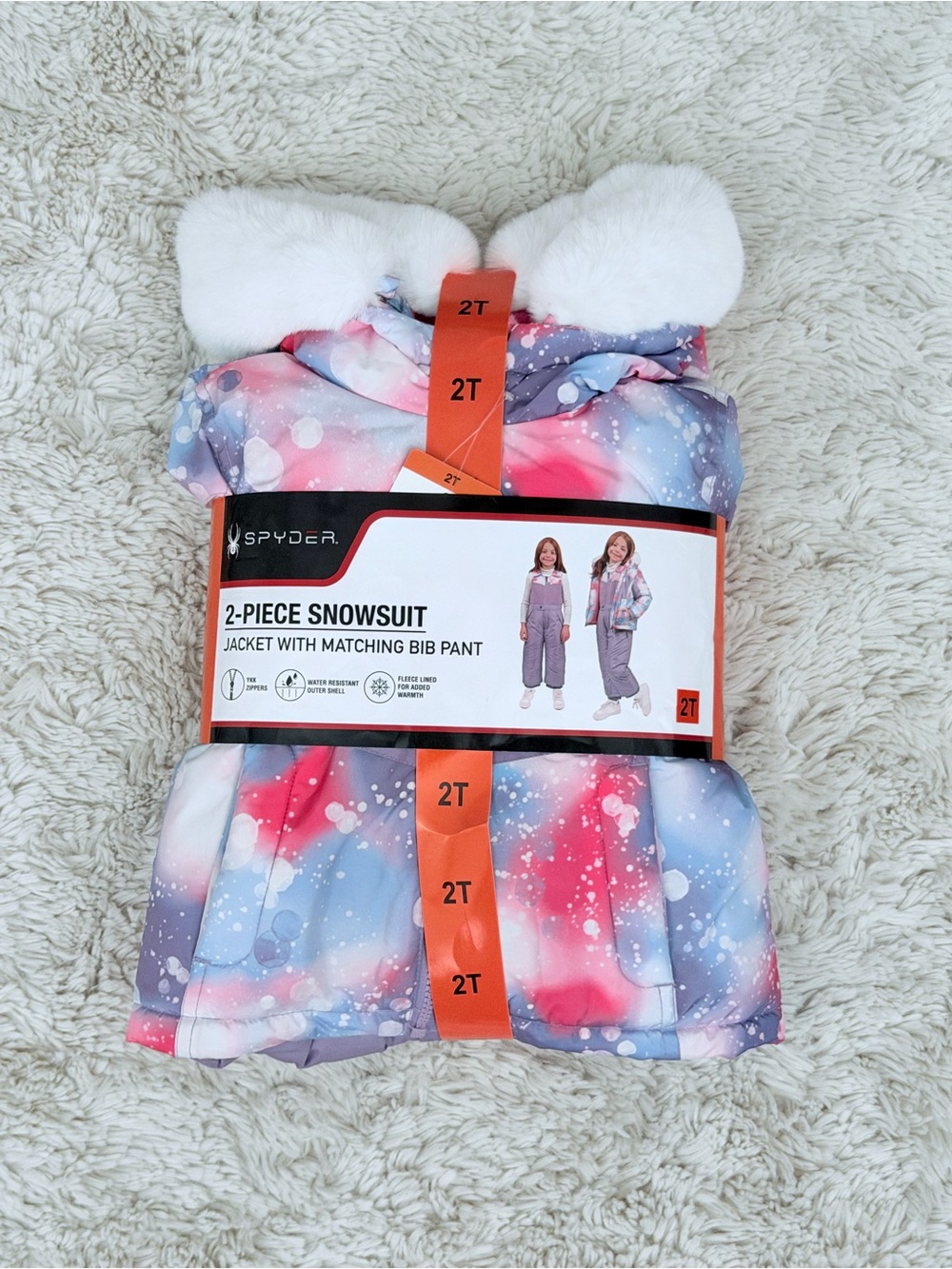 Spyder Girls' 2-Piece Snowsuit in Pink, Purple & Blue Galaxy Print